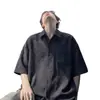 Camisa masculina de manga curta na cor linho, camiseta fina respirável de verão em falso linho para trabalho, exportação transfronteiriça