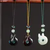 Sándalo Verde Tallado Conejo Tangyuan Cadena para Teléfono Colgante Año del Conejo Pareja Doce Signos del Zodíaco Colgante para Bolsa Llavero de Coche