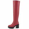 Botas Longas Chunky de Salto Grosso com Plataforma 2026 para Mulheres, Tamanhos 33-43, Botas de Cavaleiro com Sola Plataforma Emagrecedora e que Aumenta a Altura