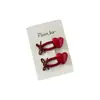 Corea del Sur Nuevo Otoño e Invierno Botón Amor Cuero Niños Niña Todo-partido Lazo Flequillo Pinza Lateral Accesorios para el Cabello de Niñas