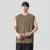 Novo colete branco da moda estilo americano para homens, esportivo de secagem rápida sem mangas de verão, roupas masculinas largas e oversized
