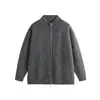 Suéter Retro Americano Sencillo de Color Sólido con Cuello Alto para Hombres y Mujeres Estilo Pareja Estilo Old Money Cálido Casual Punto con Doble Cremallera