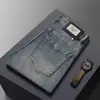 Jeans Rectos Negro Puro para Hombre, Ajuste Delgado Simple, Elásticos, Casual de Negocios, Estilo Europeo, Nuevos Pantalones de Mezclilla para Hombre de Primavera y Otoño