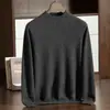 Suéter de Cachemira para Hombre Punto de Media Altura Cuello Medio Delgado Capa Base Suéter de Lana Casual de Negocios Ropa Interior