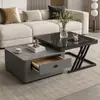 Sala de estar, uso doméstico, novo modelo 2026, mesa de centro pequena, minimalista, luxo leve, alta qualidade, mesa de centro dobrável simples estilo italiano com tampo de placa de rocha
