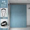 Juego de Cortina de Ducha Plegable para Baño, Cortina de Tela Impermeable y Antimoho Magnética sin Taladro, Divisor de Baño para Separación Húmeda y Seca