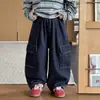 Jeans de Bolsillo con Parche Elegantes Nuevos de Otoño 2026 para Niños Medianos y Grandes Versátiles Casuales Jeans para Niños