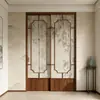 Estética Retro Dinastía Song Sistema Perfecto Cocina Puerta Deslizante de Tres Secciones Estudio Dormitorio Mampara de Cristal Barra Colgante Puerta Deslizante