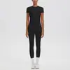 Nueva camiseta de manga corta ajustada de secado rápido con cuello redondo y pantalones deportivos de yoga de cintura alta para mujer, conjunto para correr y fitness al aire libre