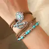 Pulsera de Etiqueta de Cactus Imitación Turquesa Estilo Étnico Transfronterizo Europeo y Americano Set Joyería de Perlas Multielemento Personalidad