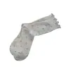 Auricularius Calcetines de Rizo de Punto de Onda de Borde para Mujer Calcetines de Media Caña Calcetines de Algodón de Moda Calcetín de Ballet Japonés Fino de Verano