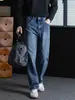 Jeans Masculino Confortável, Levemente Solto, Lavagem Clássica para Deslocamento Inteligente, Calça Reta Versátil Casual High Street Anti-Amassado