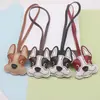 Llavero Creativo de Perro de Cuero, Lindo Dibujo Animado de Bulldog Francés, Colgante Exquisito de Alta Gama para Bolsa, Accesorios, Pequeños Regalos