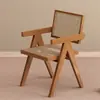 Silla de Madera Maciza para Mesa de Comedor en Casa, Estilo Nórdico, Adecuada para Balcón Restaurante, Uso Ocioso y Práctico, Silla de Ratán con Respaldo, Silla Vintage de Ratán Tejido