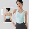 Lindo Top de Yoga Costas Nuas com Bojo Integrado para Mulheres, Regata Fitness Modeladora Respirável com Cintura Franzida e Cordão
