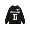 Camiseta de Manga Larga Estampada Alfanumérica para Hombre Otoño Jersey Deportivo Americano Holgado Moda Callejera Ins Suéter Superior