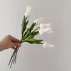 Flor de Simulación PU 5 Cabezas Ramo Atado Tulipán Decoración de Escritorio para el Hogar Boda Ramo de Novia Accesorios Adornos Flores