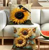 Funda de almohada de girasol amarillo para pájaros, superventas de Amazon transfronterizo de primavera, funda de almohada para oficina y dormitorio