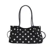 Bolso de hombro tipo tote de gran capacidad, vintage de alta gama, para mujer, de lunares, tendencia nicho, estilo coreano, nuevo para otoño