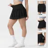 Saia-Shorts de Yoga Cintura Alta para Mulheres, Two-In-One Secagem Rápida Anti-Exposição Malha Fitness para Corrida e Tênis