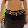 Corrente de Cintura Dupla Corrente Corporal Estilo Bohemian de Verão para Férias na Praia Europeia e Americana com Concha Estrela do Mar Pérola