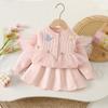 Suéter Falda para Niña Bebé Mariposa Pequeña Cardigan Tejido Suéter Falda Otoño Nuevo Estilo Coreano Dulce Borde de Encaje