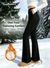 Pantalones de campana gruesos con forro polar para mujer para comercio exterior europeo y americano, pantalones de yoga cálidos de otoño e invierno, levantamiento de glúteos, adelgazantes, elásticos, suministro en stock transfronterizo