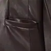Bestseller transfronterizo de AliExpress producto nuevo primavera 2026 elegante abrigo de cuero de un solo botón con cuello redondo y manga larga