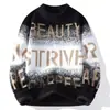 Popular Transfronterizo Talla Europea Talla Grande Terciopelo de Visón Combinación de Colores Degradados Tejido de Punto con Letras para Hombre Cuello Alto Medio Venta al por Mayor de Fábrica