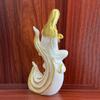 Fruta Marfim com Design de Chama Banhado a Ouro, Estátua de Guanyin, 15*7,5*4,5cm, Ornamento Artesanal para Prateleira de Exposição da Sala de Estar de Casa