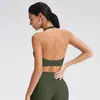 Sujetador Deportivo Cruzado Europeo y Americano con Cuello Halter para Mujer, Ropa de Yoga de Verano con Almohadillas en el Pecho, Sujetador de Yoga Pilates Sexy sin Espalda