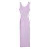 Primavera Novo Vestido Saia Tricotada Feminino Europeu e Americano com Decote U Duplo Sem Mangas S16926