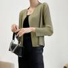 Abrigo plisado para mujer, corto, primavera y otoño, nuevo, informal, combinable, elegante, Miyake, color liso, manga larga, cárdigan superior fino
