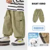 Calças Cargo de Algodão Puro para Meninos, Estilo Primavera e Outono, Roupa Infantil, Novo Modelo Outono 2026, Calças para Bebês, Modernas