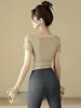 Traje deportivo de verano para mujer con almohadillas en el pecho, top de yoga de manga corta, top de fitness para entrenamiento de Pilates, pantalones de yoga de secado rápido