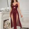 Comércio exterior fornece camisola sexy, camisola de tule transparente de cintura alta com detalhe em renda, conjunto de camisola erótica para atacado