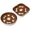 Langzhijia Acero Inoxidable Mascota Comedero Lento Anti-Atragantamiento y Anti-Comida Rápida Cuenco con Estampado de Hueso Corazón Utensilios para Comida de Perro Grande