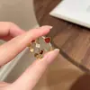 Anel Aberto Flor com Gotejamento de Óleo em Zircônia Banhado a Ouro Real 18K, Anel de Dedo Indicador de Luxo Leve de Alta Qualidade, Acessório de Mão Versátil e Elegante