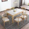 Juego de mesa y sillas de comedor de mármol estilo nórdico, mesa de comedor rectangular moderna y minimalista, madera maciza, mesa de comedor estilo occidental de lujo ligero, venta al por mayor