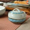 Tazón y Plato de Cerámica Simple para el Hogar Estilo Japonés Tazón para Fideos de Alta Temperatura Bajo Esmalte Colorido Tazón para Arroz Taza para Estofado Creativo Plato Creativo para Arroz Vajilla