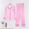 Pijama de Seda Sintética para Mulheres de Comércio Exterior, Cardigã Fino de Manga Longa para Primavera e Outono, Camisola, Roupa de Casa Casual, Conjunto de Sete Peças