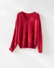 Suéter de punto de cuello en V para mujer, de cachemir cepillado de peso pesado, 28 hilos, lana, seda de morera, suéter pullover de color sólido para otoño/invierno 26