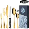 Amazon 1010 Juego de Cubiertos para Bistec de Acero Inoxidable, Tenedor y Cuchara de 24/48 Piezas Juego de Cubiertos para Hotel Transfronterizo Juego de Vajilla Estilo Occidental