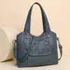 2025 Nova Bolsa Tote de Couro Macio Retrô Bolsa de Ombro Multicamadas Casual Versátil Bolsa para Mãe de Meia-Idade Bolsa Transversal