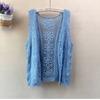 Chaleco de punto de exportación de comercio exterior para mujer, verano, ropa exterior, estilo coreano, cárdigan holgado, chaleco sin mangas, chaleco calado, top de ganchillo