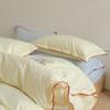 Conjunto de Quatro Peças de Algodão Super Macio Tingido em Fio Algodão Lavado Classe A Outono e Inverno Algodão Puro Simples Cama Lençóis de Cama Capa de Edredom Conjunto Simples de Três Peças Solteiro