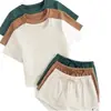 Pijama de Mujer Estilo Ruso Europeo y Americano Otoño e Invierno Térmico Cuello Redondo Camiseta de Manga Corta y Pantalones Largos Juego de Seis Piezas Ropa de Casa Pijama