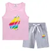 Coletes e Calças de Verão para Crianças 2023 Esportivo Casual Camisa Base Roupa Externa Fina Sem Mangas Conjunto de Duas Peças para Crianças Pequenas e Médias