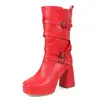 Botas Martin Nuevas de Talla Grande para Mujer Otoño/Invierno 2026, Punta Redonda, Botas de Media Caña con Tacón Alto 40-50, Botines Versátiles para Mujer
