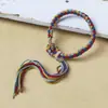 Xizang Cuerda de Mano Colorida Tejida a Mano Cuerda Simple Pulsera de Algodón Enrollada a Mano Joyería Pulsera de Estilo Étnico Ajustable Regalo